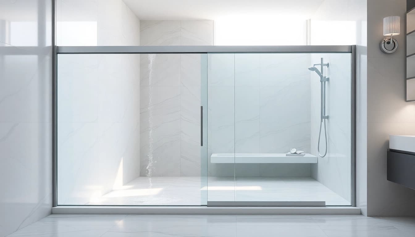 Showcase a modern shower screen sliding door in a stylish bathroom for elegant design inspiration.