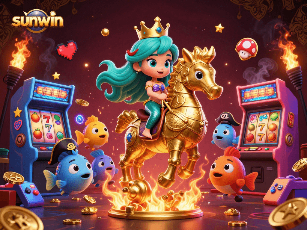 Experience thrilling slot action with sunwin's enchanting mermaid princess and her vibrant underwater world.