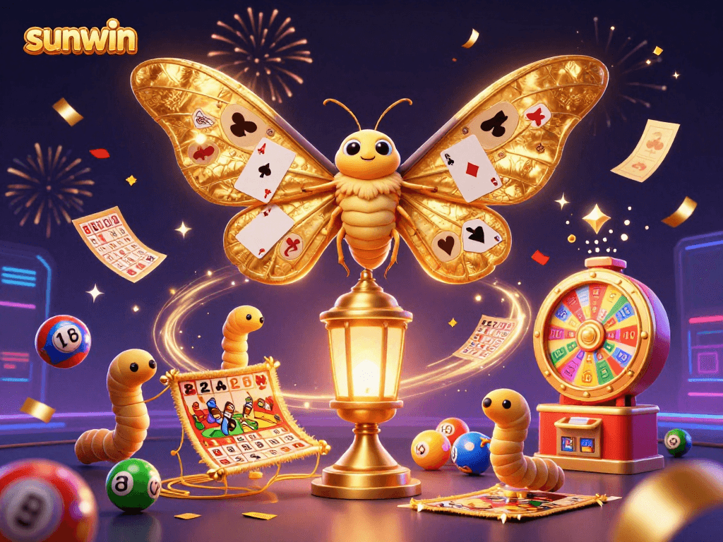 Engage with vibrant sunwin themes amidst a 3D casino carnival of excitement and lottery fun.