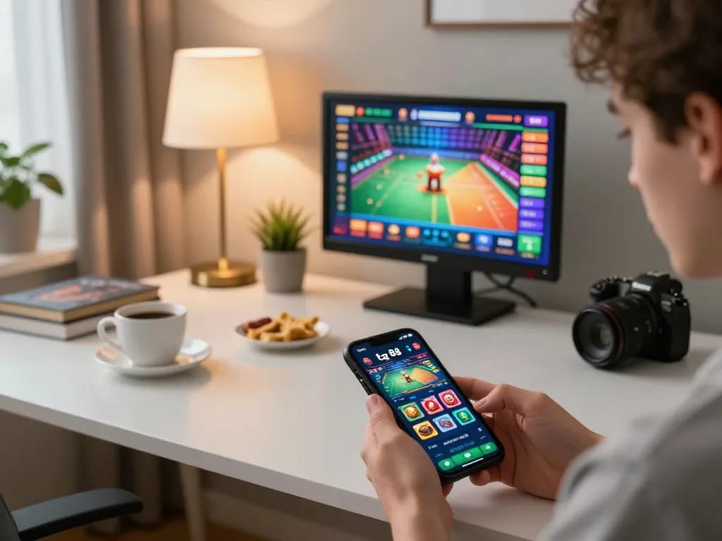 Player engaging with tg 88 mobile app for online casino gaming, showcasing vibrant game interface