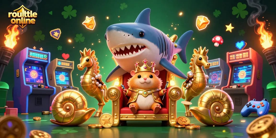 Experience the thrill of roulette online with a majestic hamster king surrounded by vibrant gaming elements.