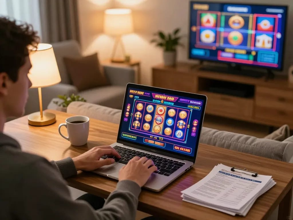 Engaging gameplay on Trang chủ UU88 platform showcasing vibrant slot machine graphics and responsible gaming setup.