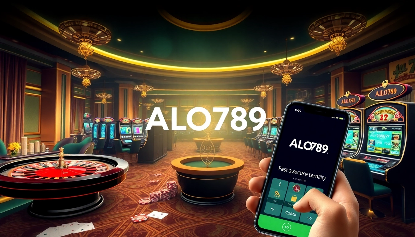 A dynamic casino scene highlighting the ALO789 com app experience with exciting gambling elements.