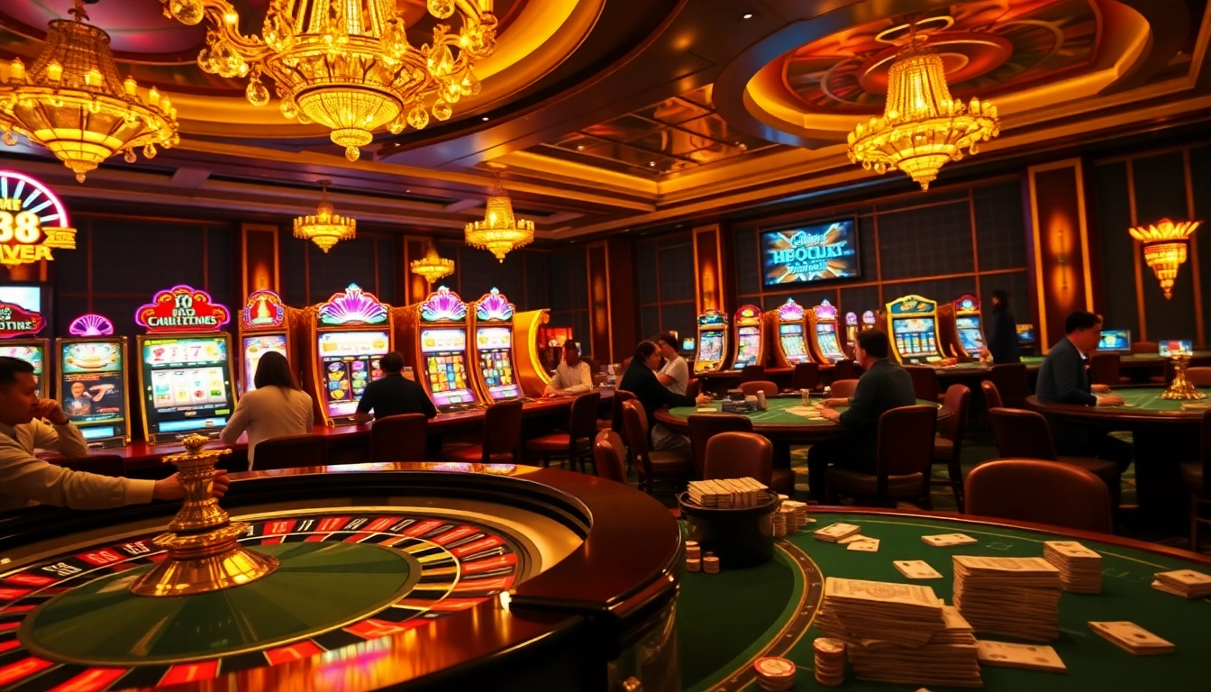 Experience the thrill of nhà cái five88 with vibrant gaming visuals showcasing poker chips and roulette.
