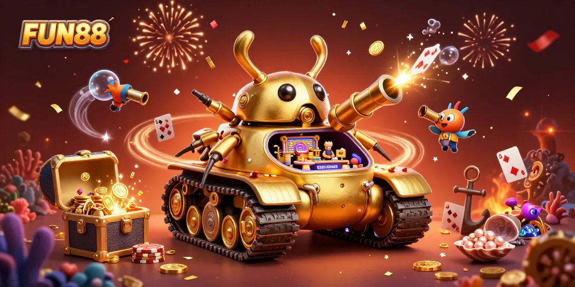 Experience winning with FUN88's vibrant casino scene featuring mini games and gold coins.