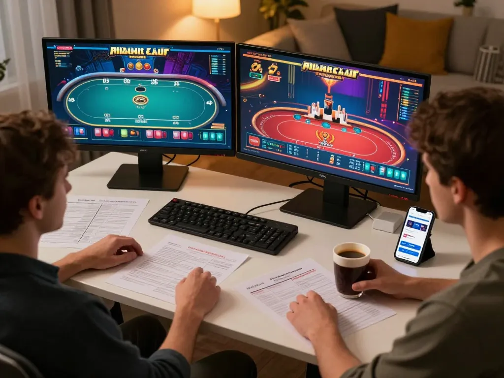 Engaging in đăng ký net88 with an immersive online casino setup showcasing poker gameplay and strategic notes.