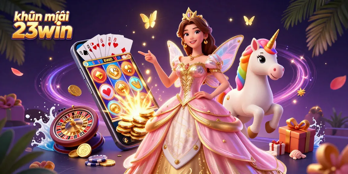 Experience khuyến mãi 23win with vibrant 3D casino elements and enchanting characters.