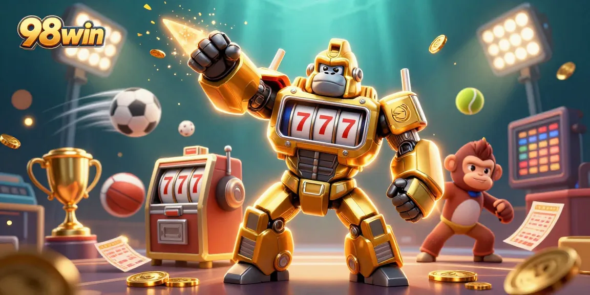 Experience thrilling gaming with 98win's dynamic online casino transformation featuring animated characters and interactive elements.