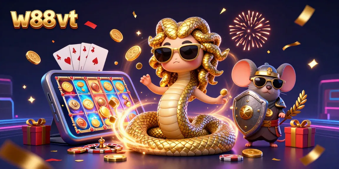 Trải nghiệm cá cược độc đáo tại W88 VT với sự kết hợp đáng yêu của Medusa và chuột chiến binh.