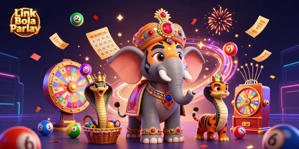 Win big with Link Bola Parlay while exploring vibrant dynamic casino elements and celebratory effects.
