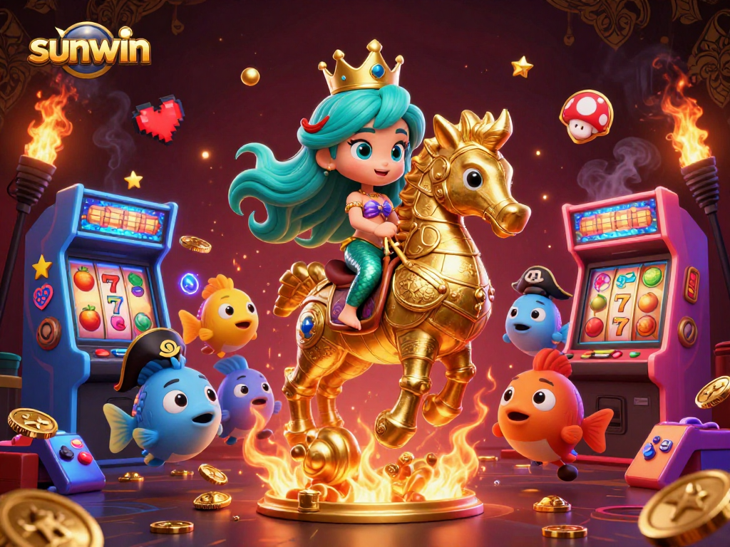 Experience thrilling slot action with sunwin's enchanting mermaid princess and her vibrant underwater world.