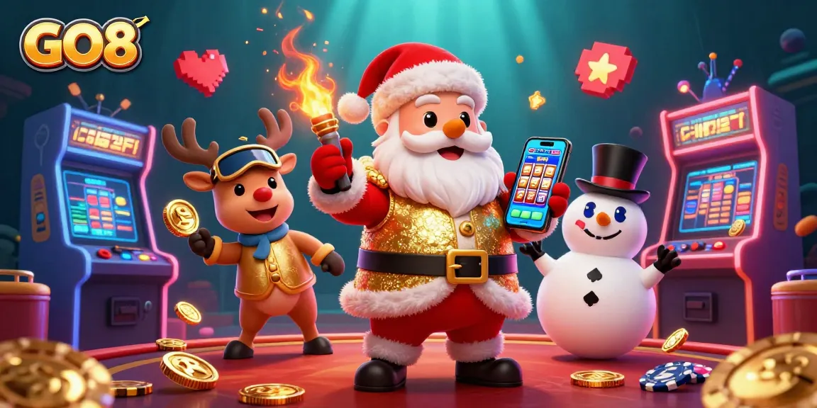 Spin jackpots with GO8 in a vibrant, ultra-detailed 3D casino scene featuring cartoon characters.
