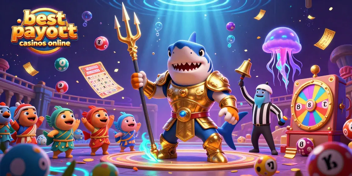 Engage with the best payout casinos online through an exciting illustration featuring a tiger shark in gladiator armor.