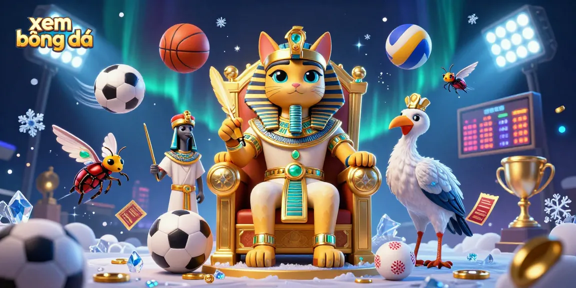 Experience xem bóng đá with dynamic sports elements and festive atmosphere in this detailed 3D illustration.