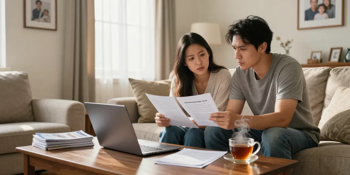 Family discussing how can you get rid of a timeshare in a cozy living room with paperwork and laptop.