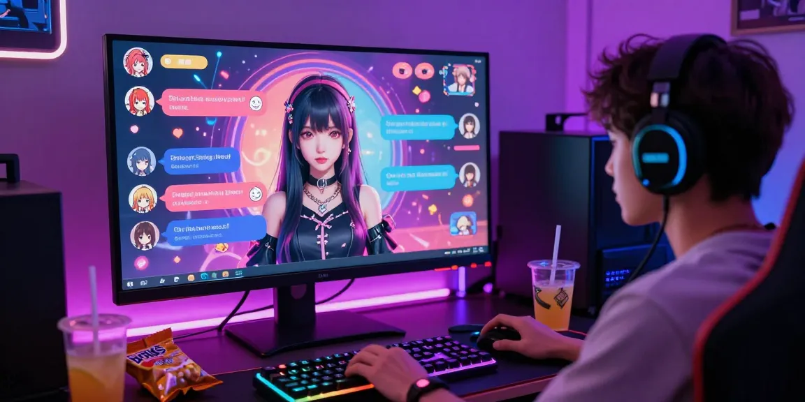 Engaging AI hentai chat scene with vibrant chat interface and anime characters.