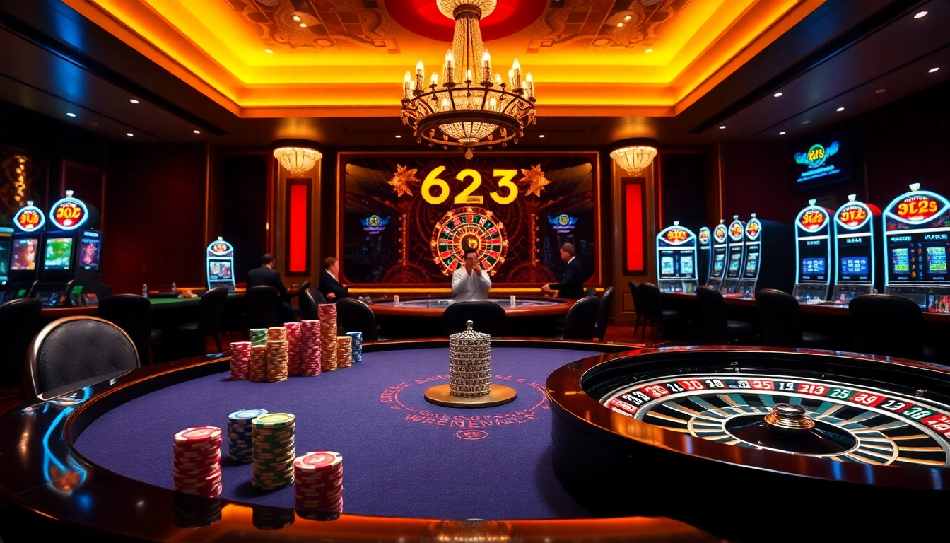Exciting casino action at 6623 galaxy with luxurious poker table and vibrant chips.