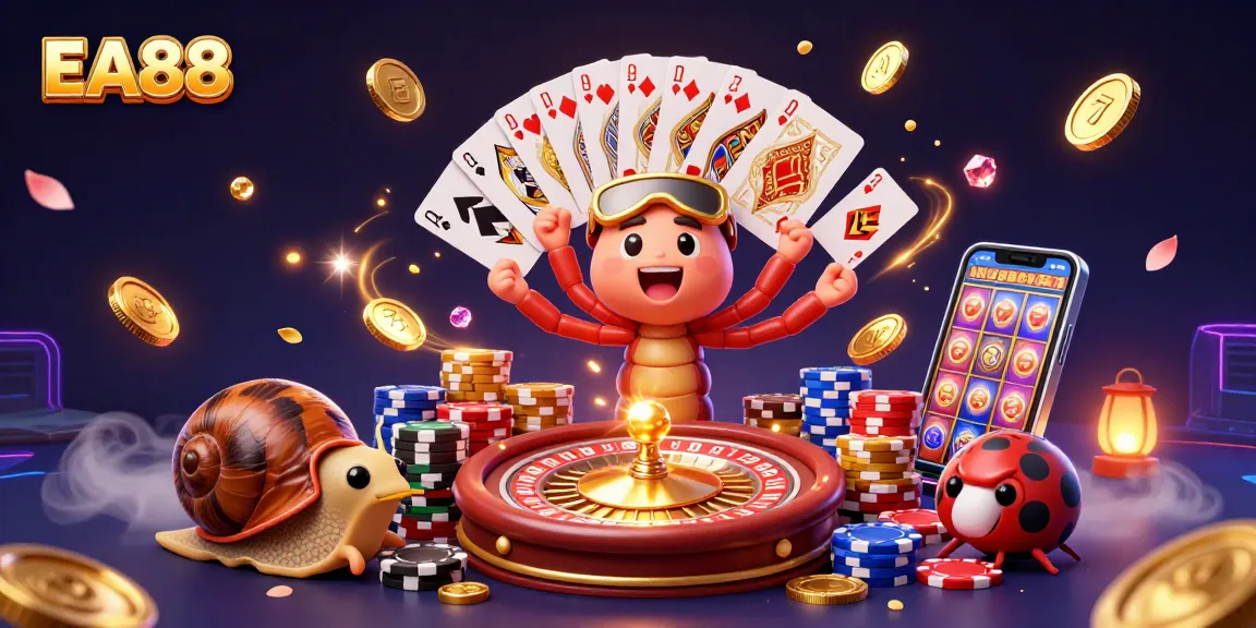 Experience thrilling gameplay with EA88's vibrant casino scene featuring animated characters and exciting gaming elements.