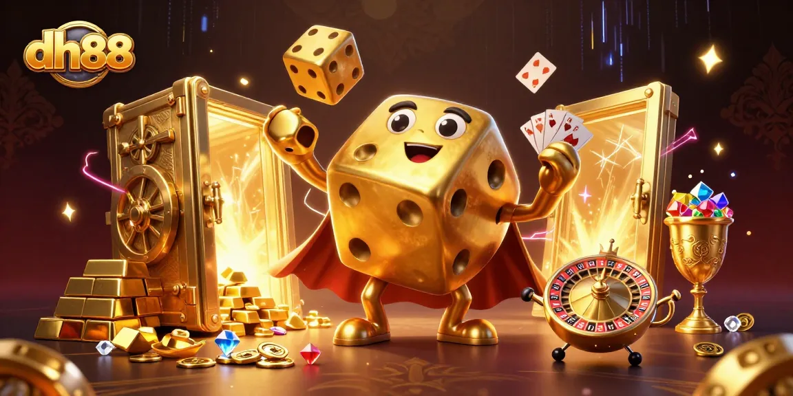 Experience the excitement of dh88 with golden dice and rich casino elements in this vibrant scene.