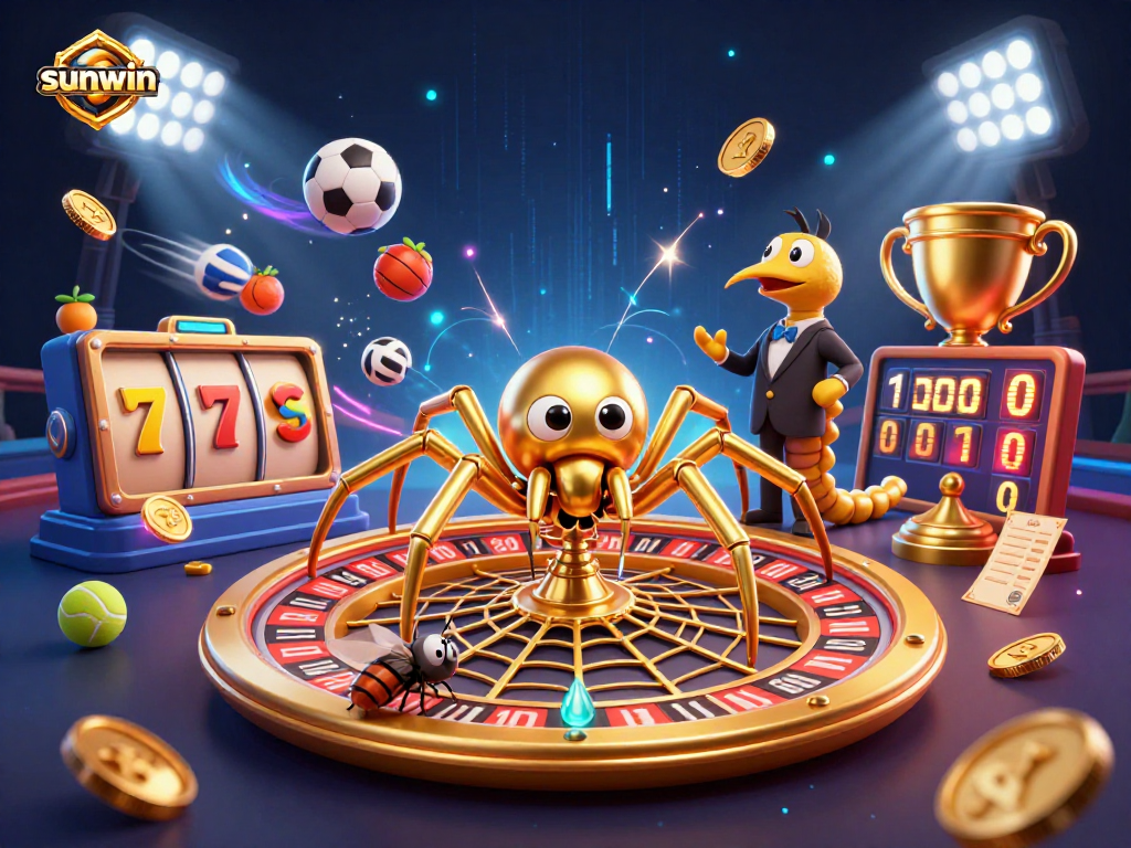 Place bets with sunwin as a golden spider spins a roulette wheel web of chances.