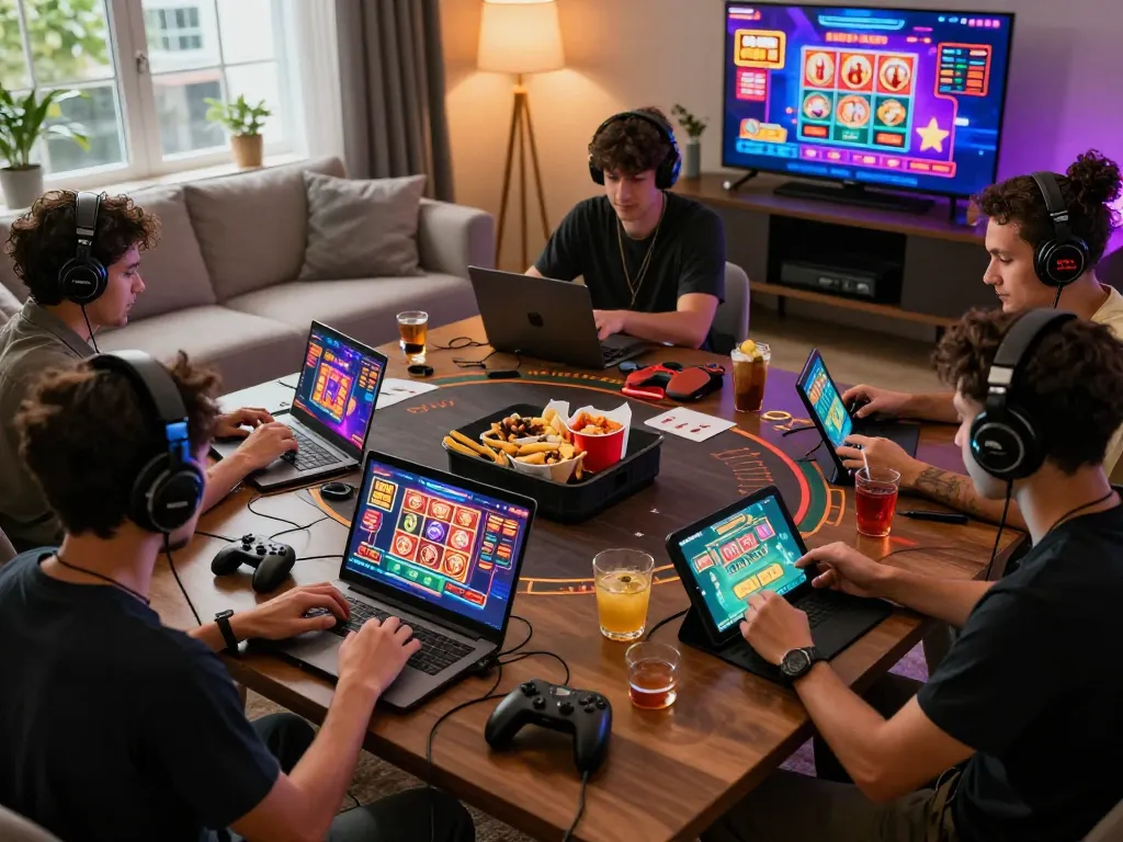 Engaged players enjoying immersive games on https://789clubweb.com/ in a stylish living room.
