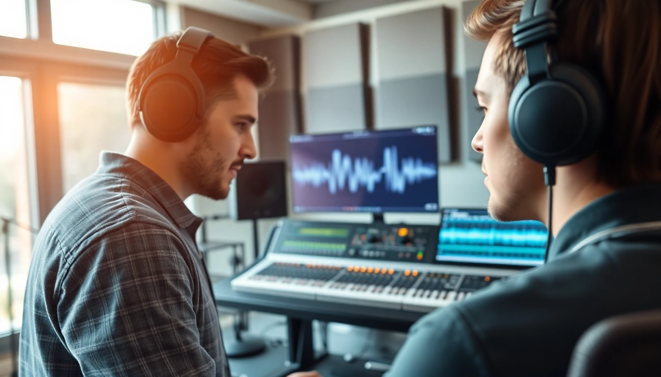 Engage in online audio mastering with a professional sound engineer at a modern studio.
