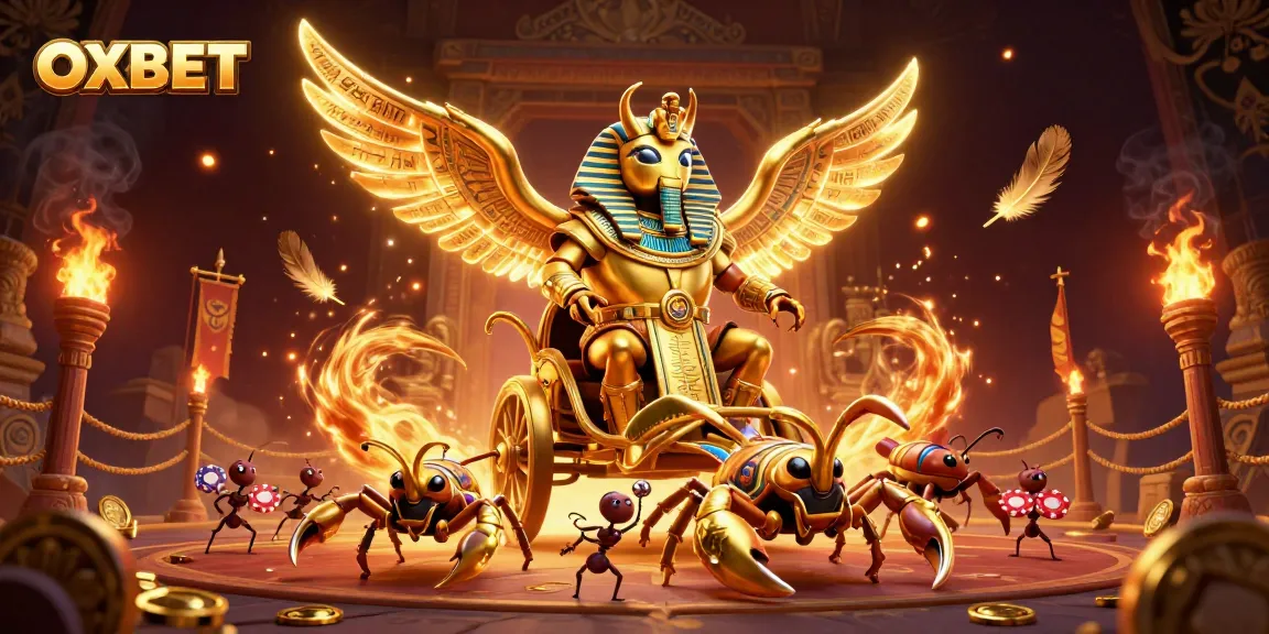 Experience the thrill of gaming with OXBET's vibrant 3D illustration featuring unique characters and casino elements.