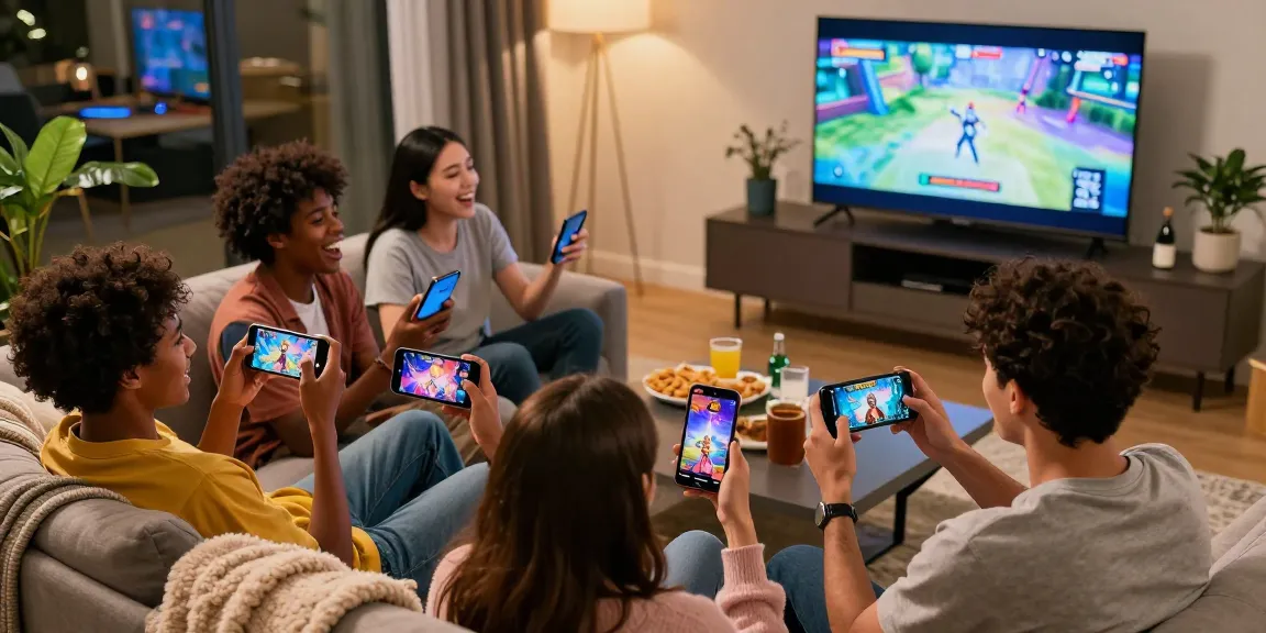 Friends enjoying a gaming night featuring mobile hentai games on smartphones