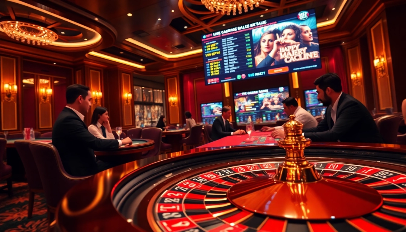 Experience the excitement of 8KBET with a luxurious casino scene showcasing roulette and poker.