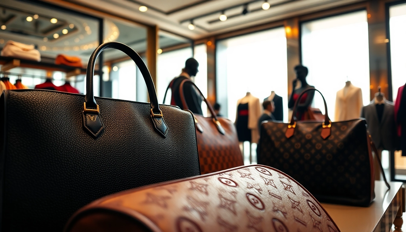 고퀄리티 레플리카사이트의 명품 가방이 전시된 세련된 부티크 사진