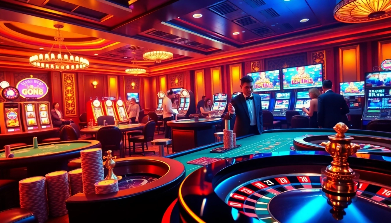 Experience the thrill of gambling at nhà cái du88 with vibrant casino tables and engaged players.