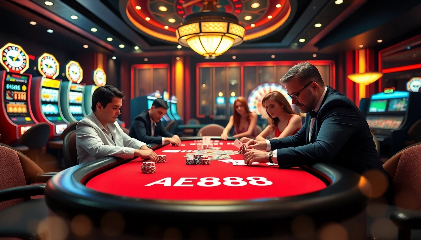 Experience the thrill of AE888 in a vibrant casino setting with exciting gameplay and poker action.