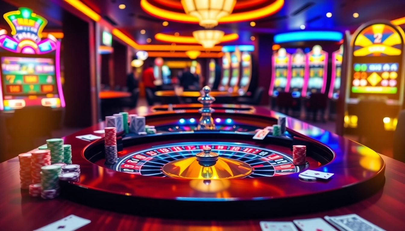 Experience the thrill of casino lc88 with colorful chips and lively roulette action.