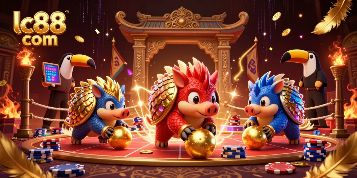Experience high-stakes gaming at lc88 com with vibrant rival pangolins bowling through poker chips.