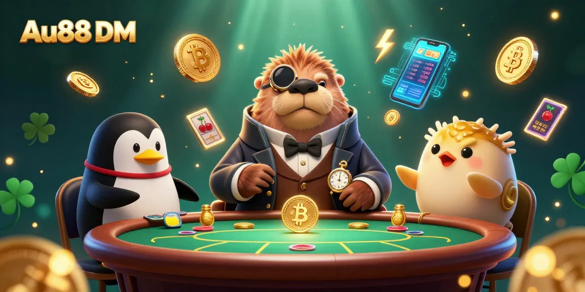 Engage in thrilling gameplay at Au88 DM while playing underwater poker with a jolly walrus and friends.