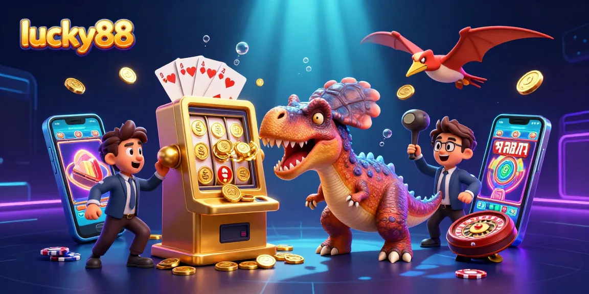 Catch the action at lucky88 with a pachycephalosaurus winning coins from a slot machine!